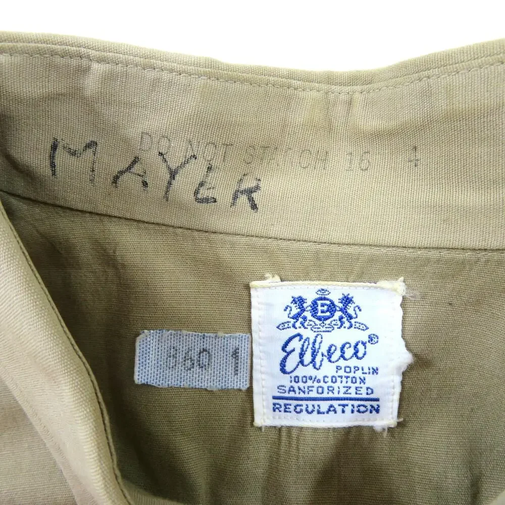 Elbeco Sanforized Shirt, Officers Military Utility Uniform Khaki Sz 16 40s/50s